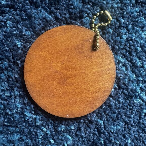 VTG Wooden Daisy Keychain Hand Painted Luggage Tag Bag Charm Flower Power Retro - Picture 5 of 7